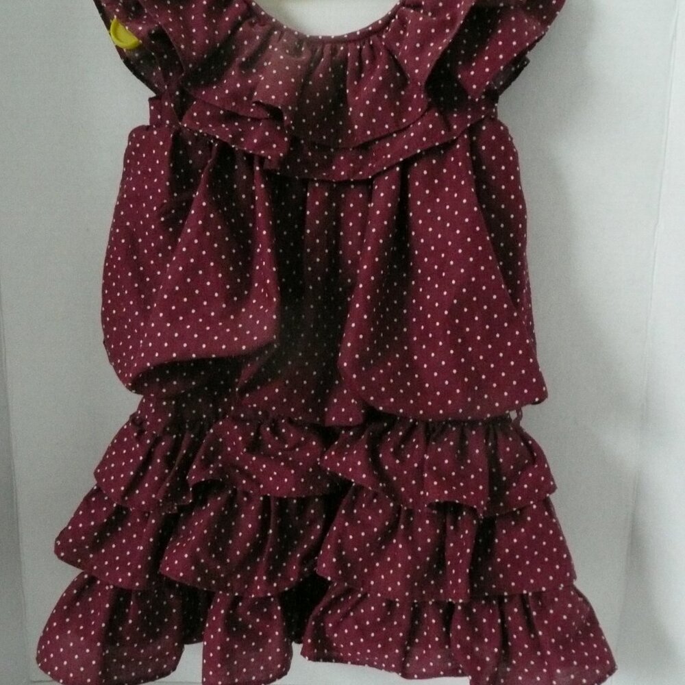 Dark Magenta Polka Dotted Little Girl Dress